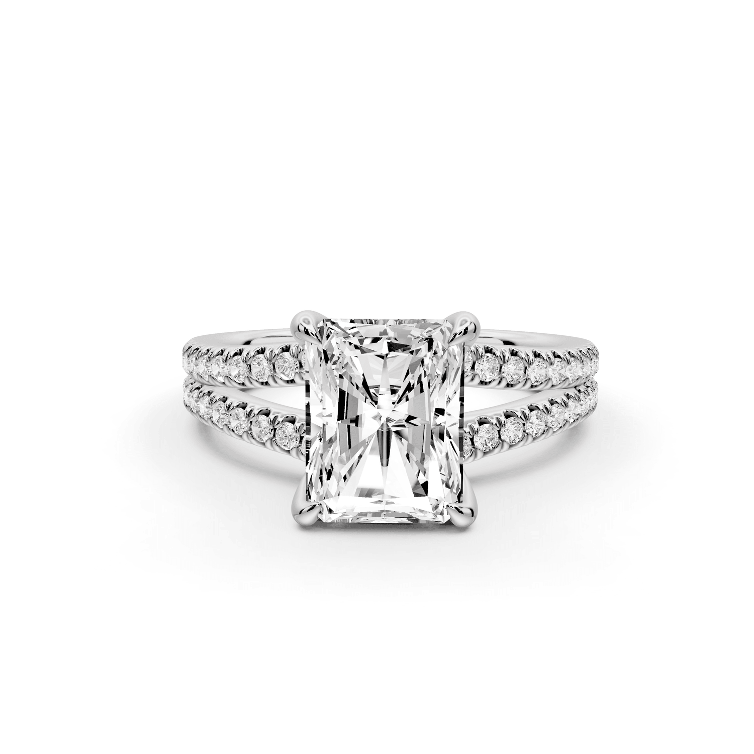 Liora - 2ct platinum radiant Hidden Halo Micro Pavé Split Shank Engagement Ring - Mr. Alex Jewelry