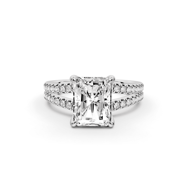Liora - 2ct platinum radiant Hidden Halo Micro Pavé Split Shank Engagement Ring - Mr. Alex Jewelry