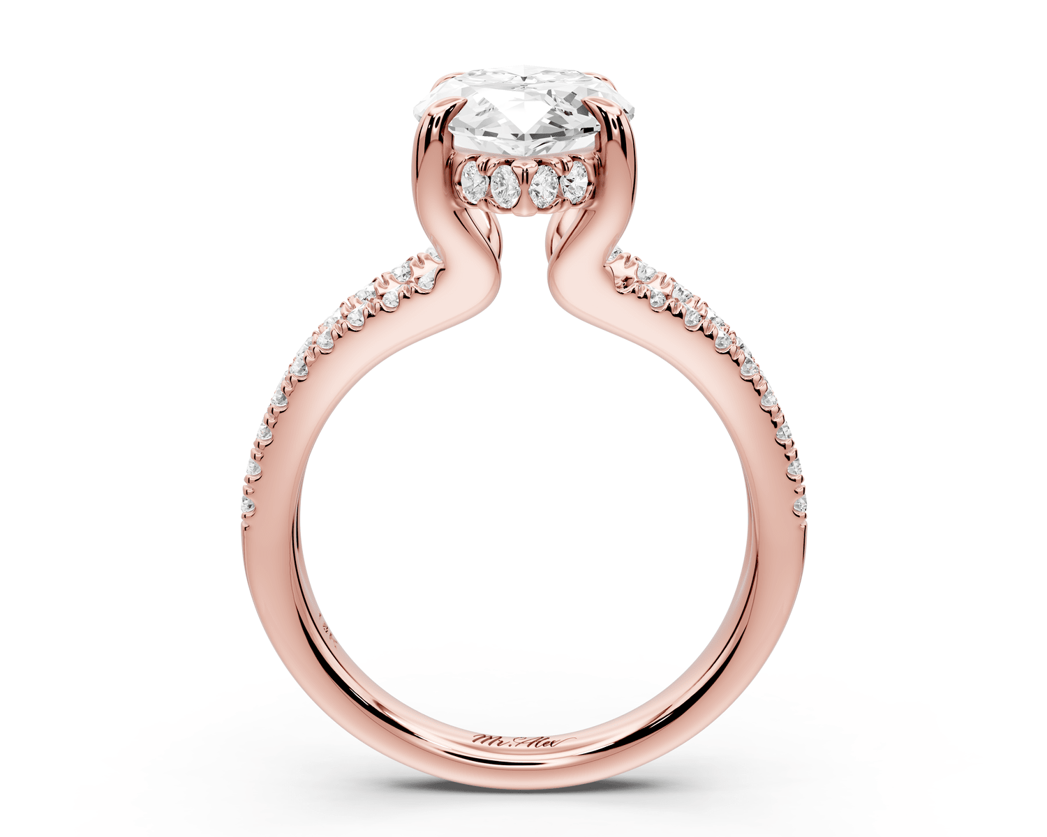 Liora - 3ct 14k rose gold marquise Hidden Halo Micro Pavé Split Shank Engagement Ring - Mr. Alex Jewelry