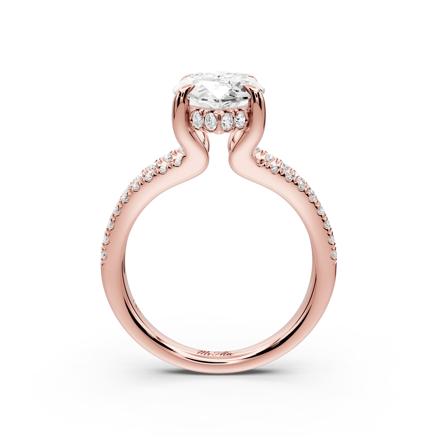 Liora - 3ct 14k rose gold marquise Hidden Halo Micro Pavé Split Shank Engagement Ring - Mr. Alex Jewelry