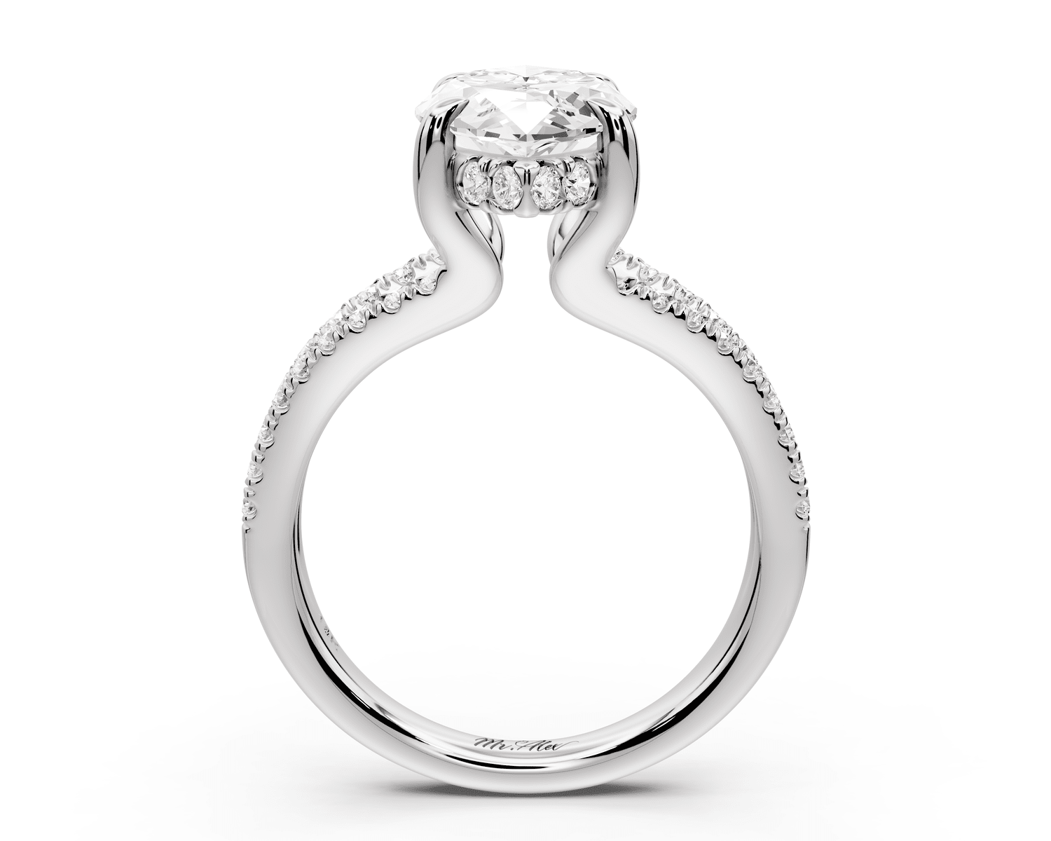 Liora - 3ct 14k white gold marquise Hidden Halo Micro Pavé Split Shank Engagement Ring - Mr. Alex Jewelry