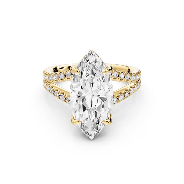 Liora - 3ct 14k yellow gold marquise Hidden Halo Micro Pavé Split Shank Engagement Ring - Mr. Alex Jewelry