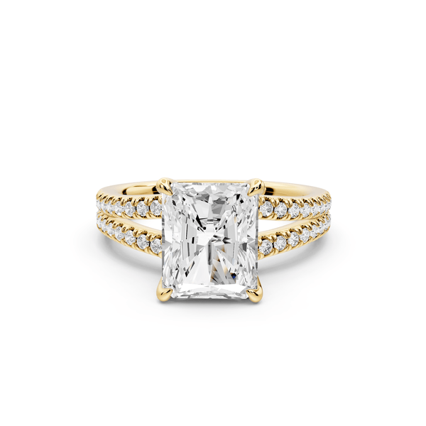 Liora - 3ct 14k yellow gold radiant Hidden Halo Micro Pavé Split Shank Engagement Ring - Mr. Alex Jewelry