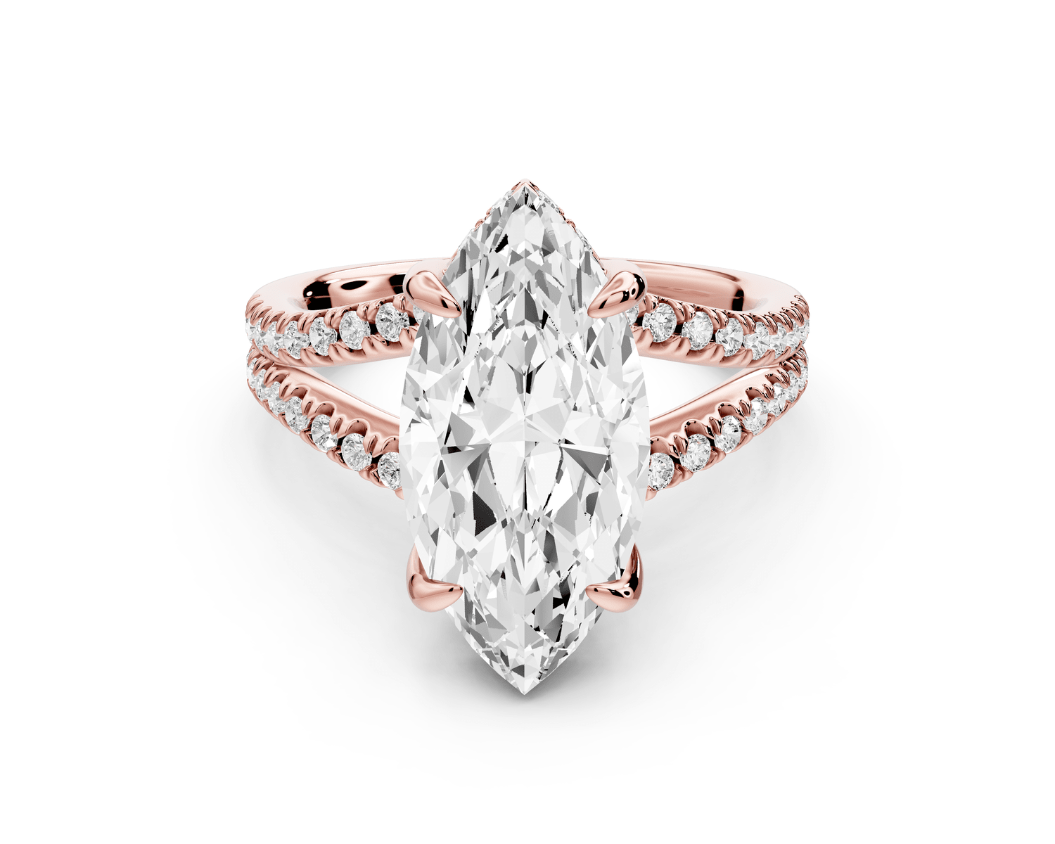 Liora - 3ct 18k rose gold marquise Hidden Halo Micro Pavé Split Shank Engagement Ring - Mr. Alex Jewelry