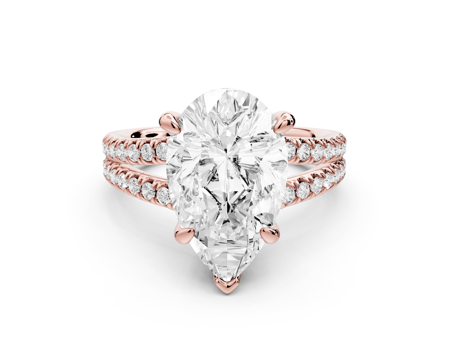 Liora - 3ct 18k rose gold pear Hidden Halo Micro Pavé Split Shank Engagement Ring - Mr. Alex Jewelry