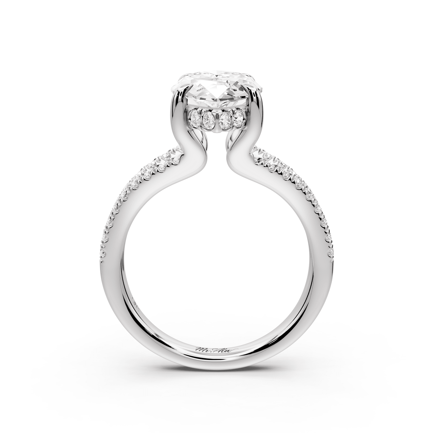 Liora - 3ct 18k white gold marquise Hidden Halo Micro Pavé Split Shank Engagement Ring - Mr. Alex Jewelry
