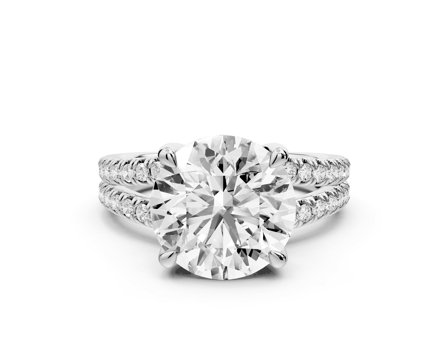 Liora - 3ct 18k white gold round Hidden Halo Micro Pavé Split Shank Engagement Ring - Mr. Alex Jewelry