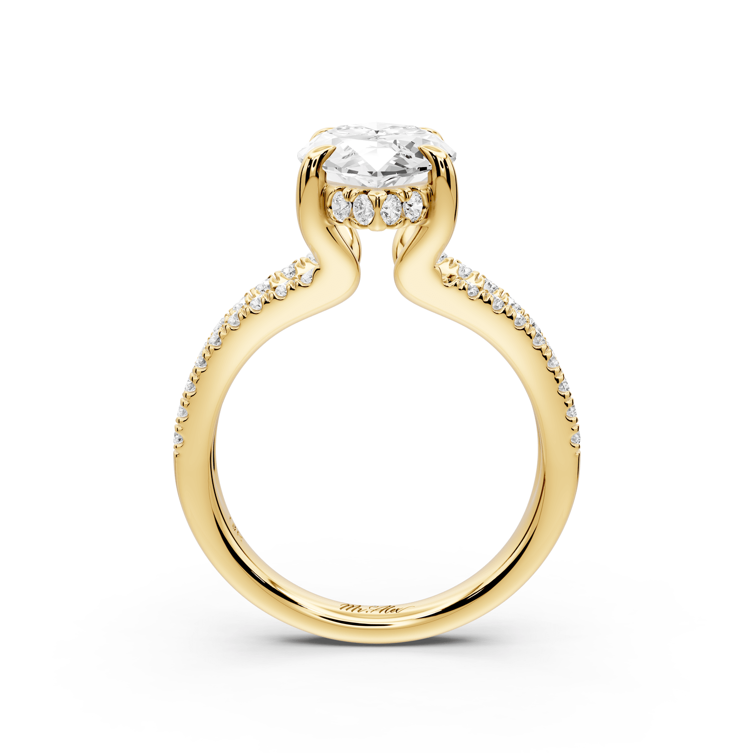 Liora - 3ct 18k yellow gold marquise Hidden Halo Micro Pavé Split Shank Engagement Ring - Mr. Alex Jewelry