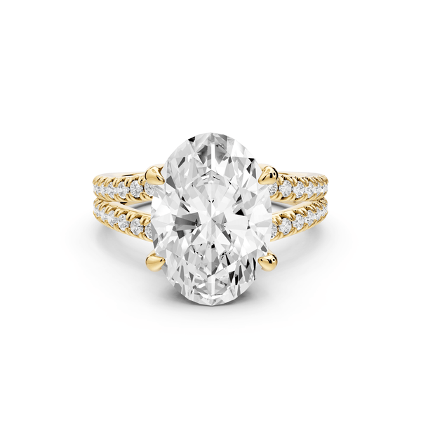 Liora - 3ct 18k yellow gold oval Hidden Halo Micro Pavé Split Shank Engagement Ring - Mr. Alex Jewelry