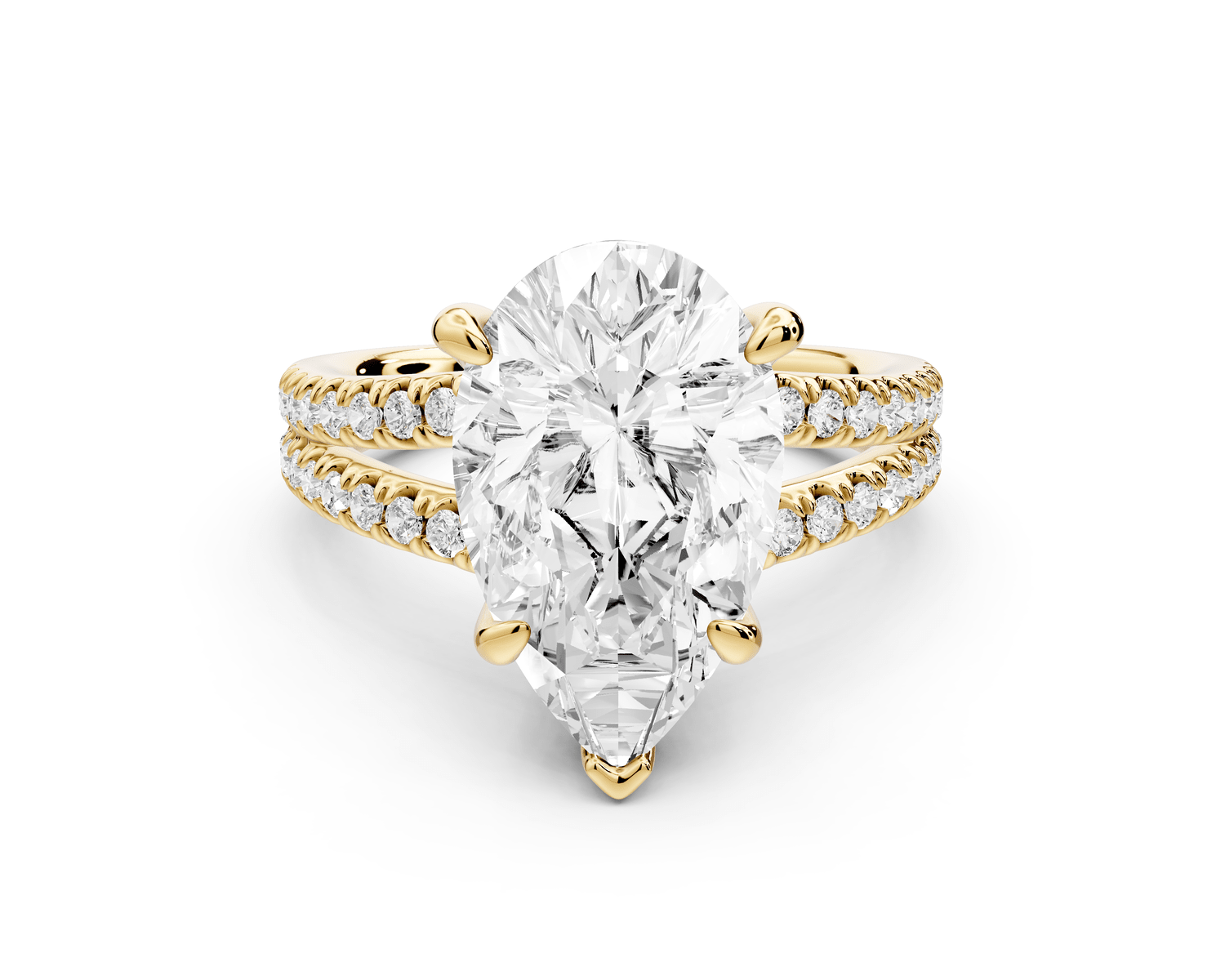 Liora - 3ct 18k yellow gold pear Hidden Halo Micro Pavé Split Shank Engagement Ring - Mr. Alex Jewelry