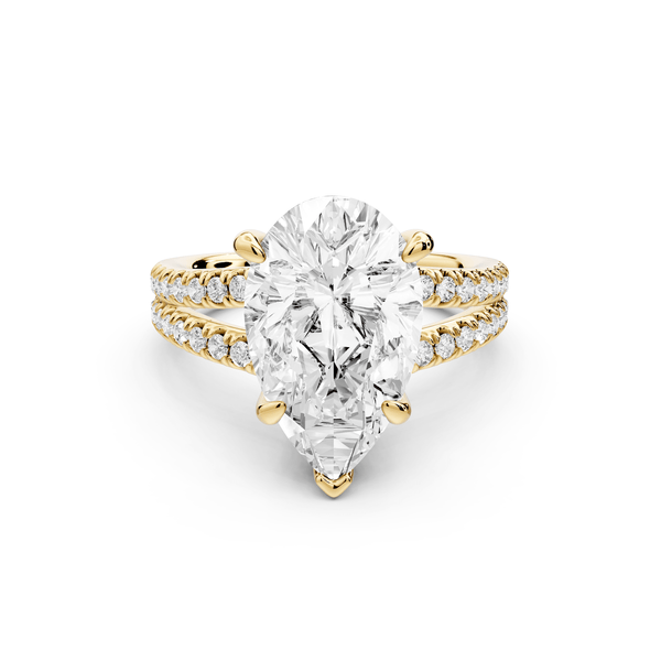 Liora - 3ct 18k yellow gold pear Hidden Halo Micro Pavé Split Shank Engagement Ring - Mr. Alex Jewelry