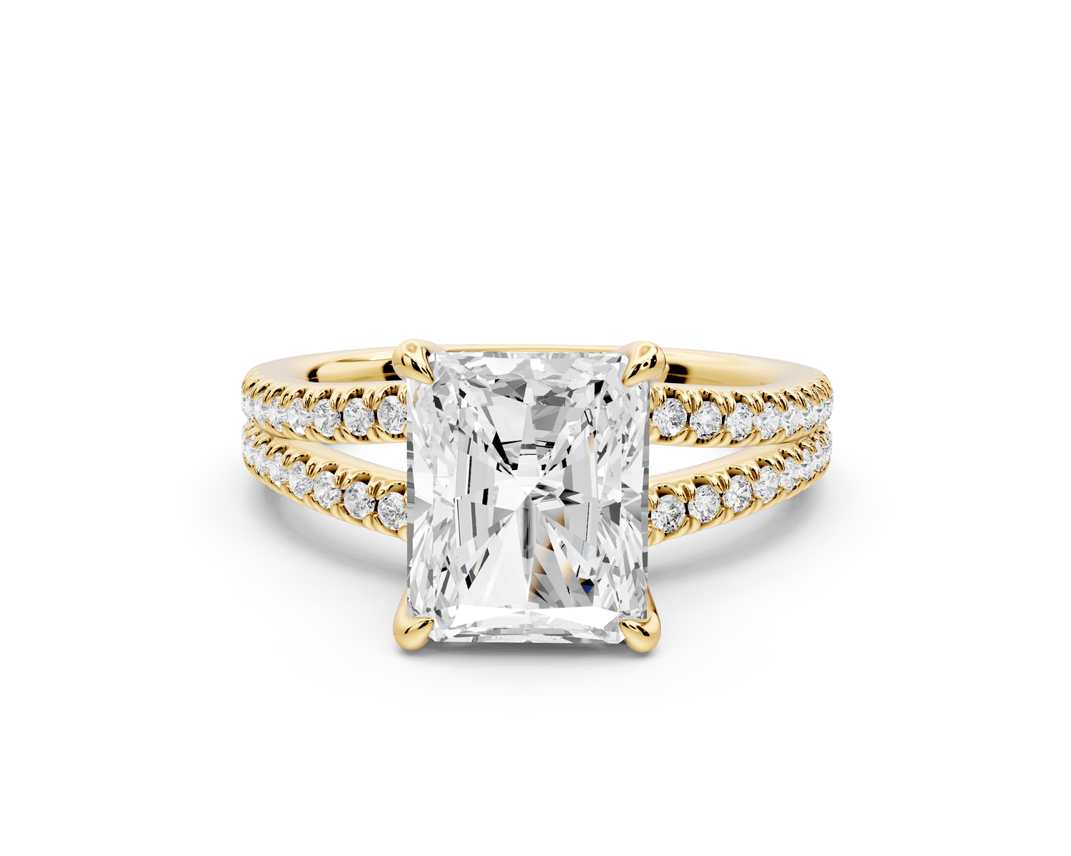 Liora - 3ct 18k yellow gold radiant Hidden Halo Micro Pavé Split Shank Engagement Ring - Mr. Alex Jewelry