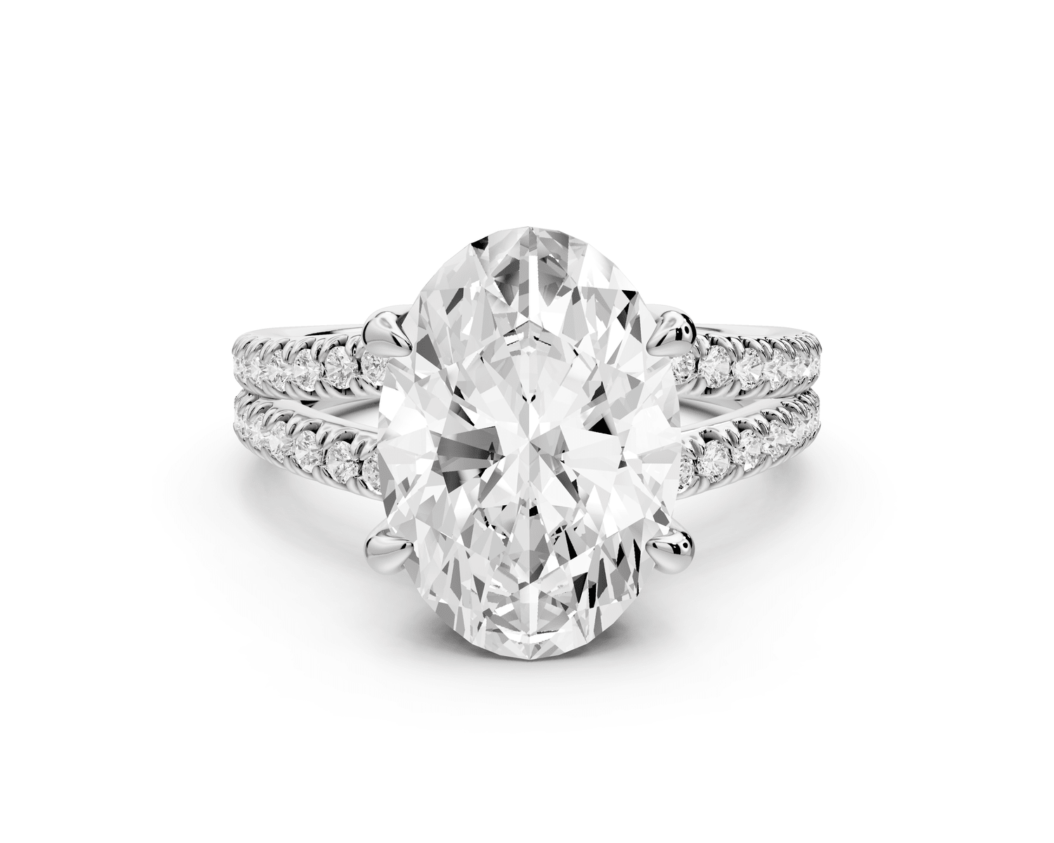 Liora - 3ct platinum oval Hidden Halo Micro Pavé Split Shank Engagement Ring - Mr. Alex Jewelry