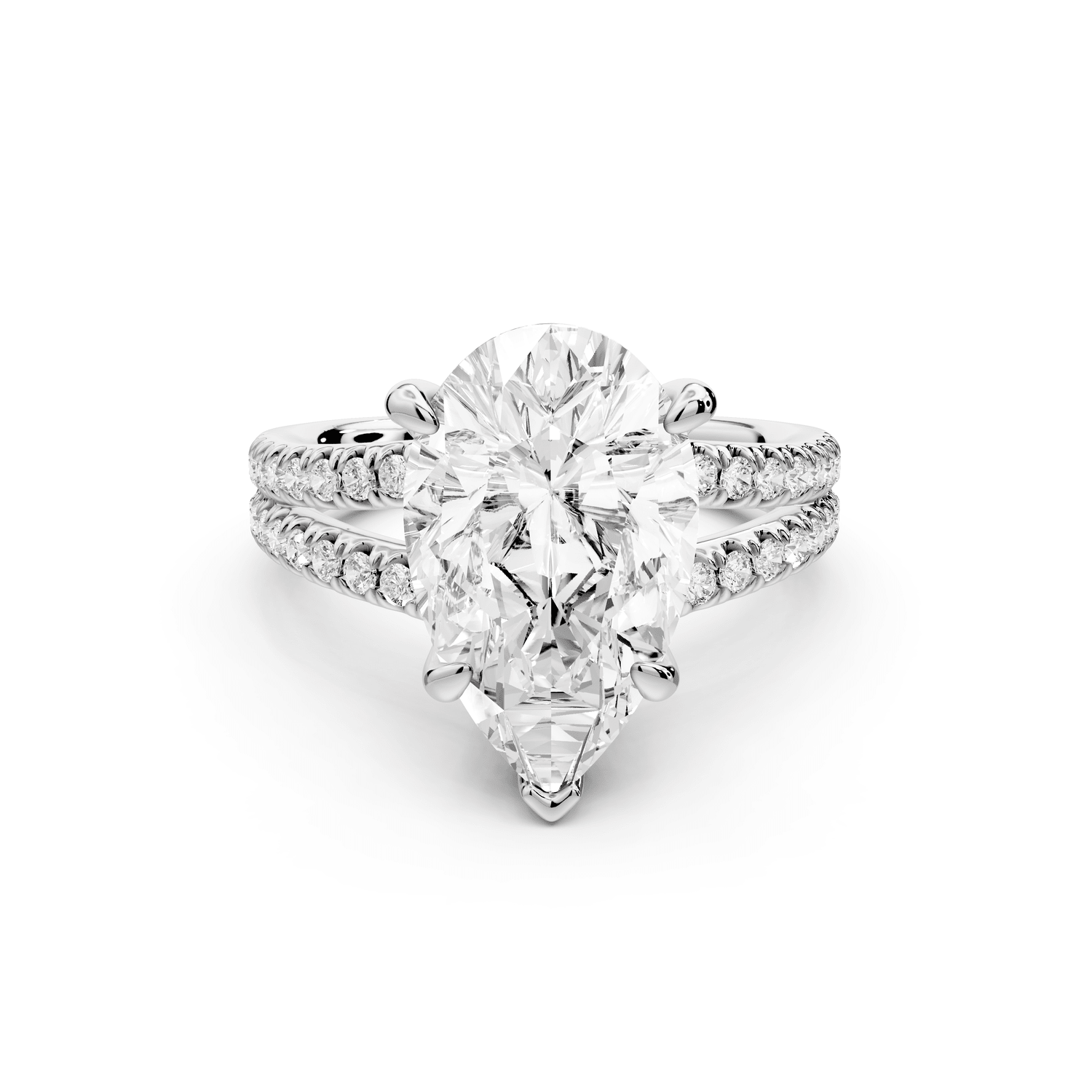 Liora - 3ct platinum pear Hidden Halo Micro Pavé Split Shank Engagement Ring - Mr. Alex Jewelry