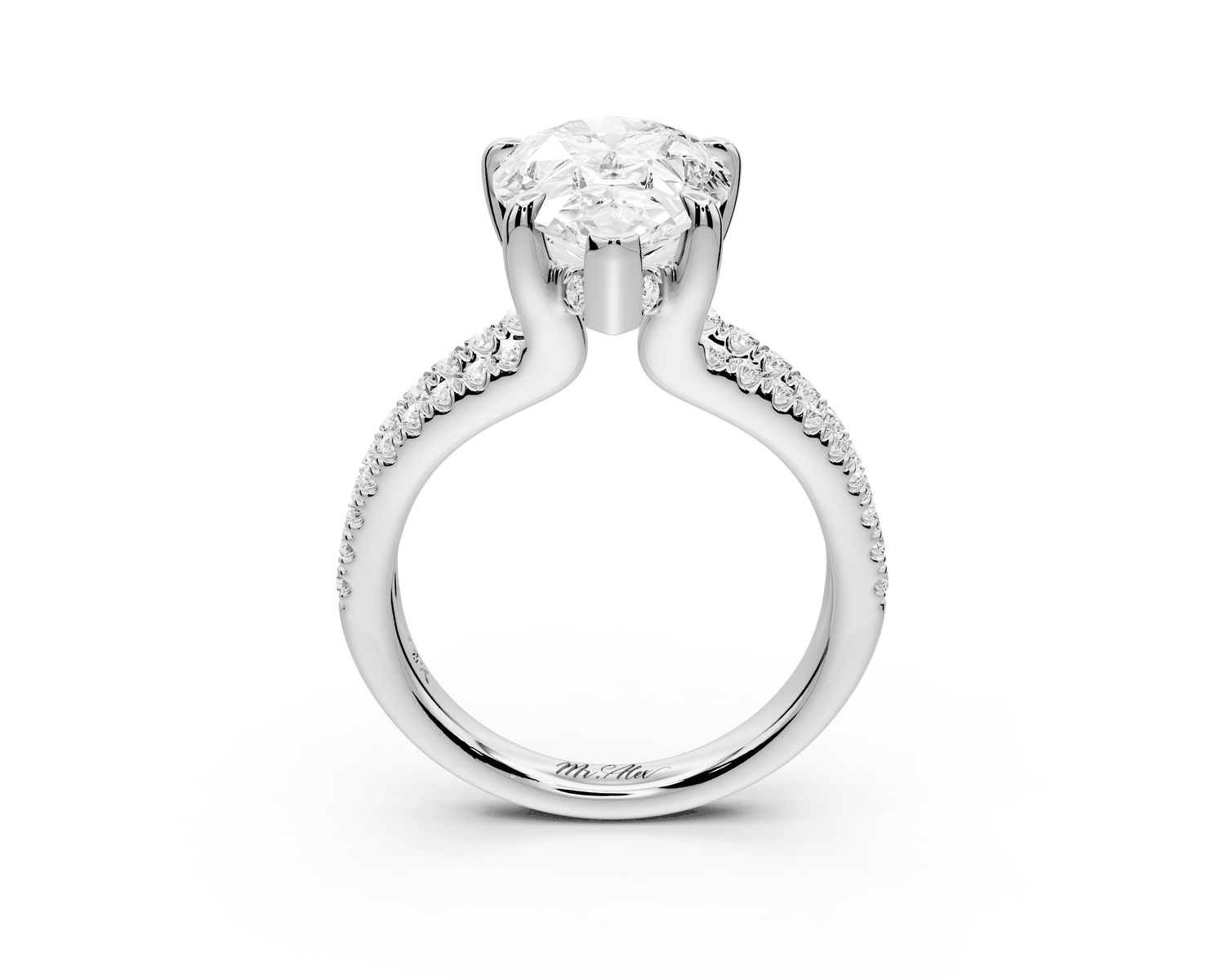 Liora - 3ct platinum pear Hidden Halo Micro Pavé Split Shank Engagement Ring - Mr. Alex Jewelry