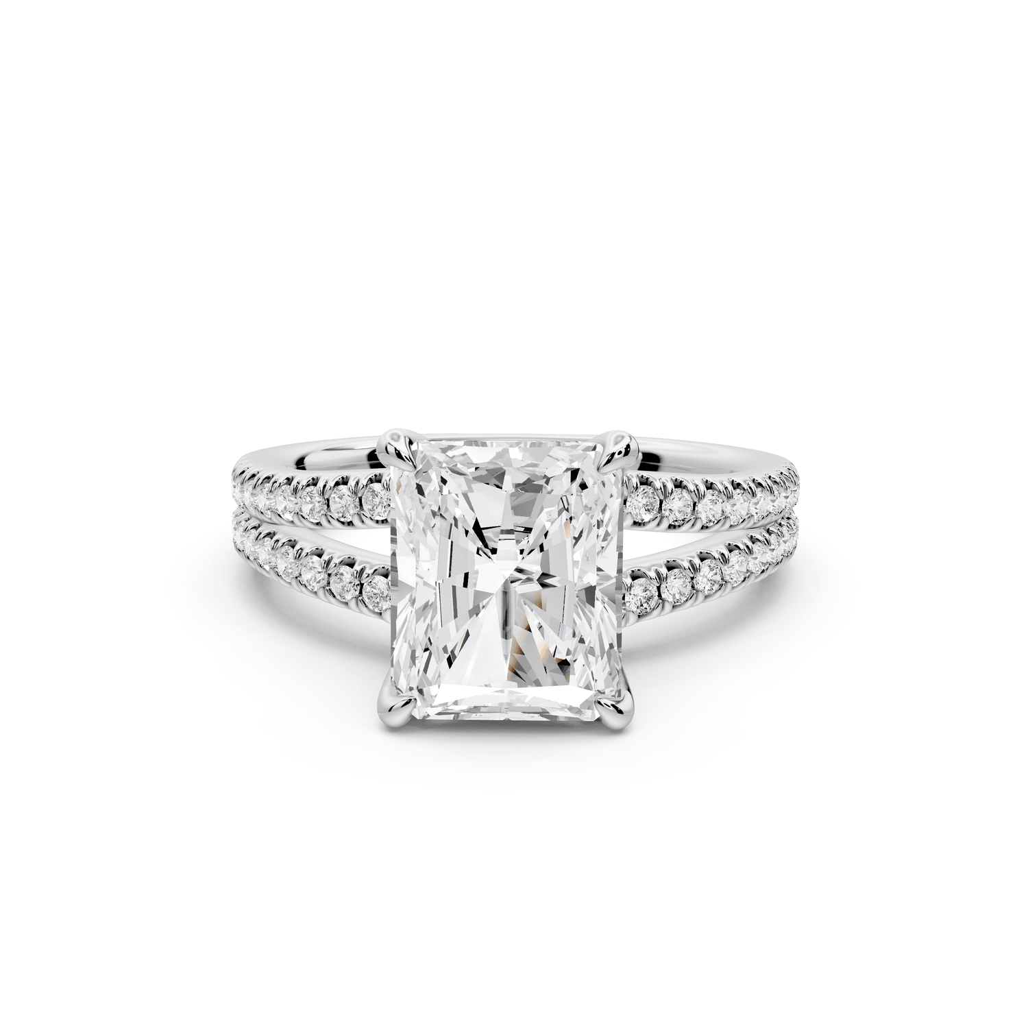 Liora - 3ct platinum radiant Hidden Halo Micro Pavé Split Shank Engagement Ring - Mr. Alex Jewelry