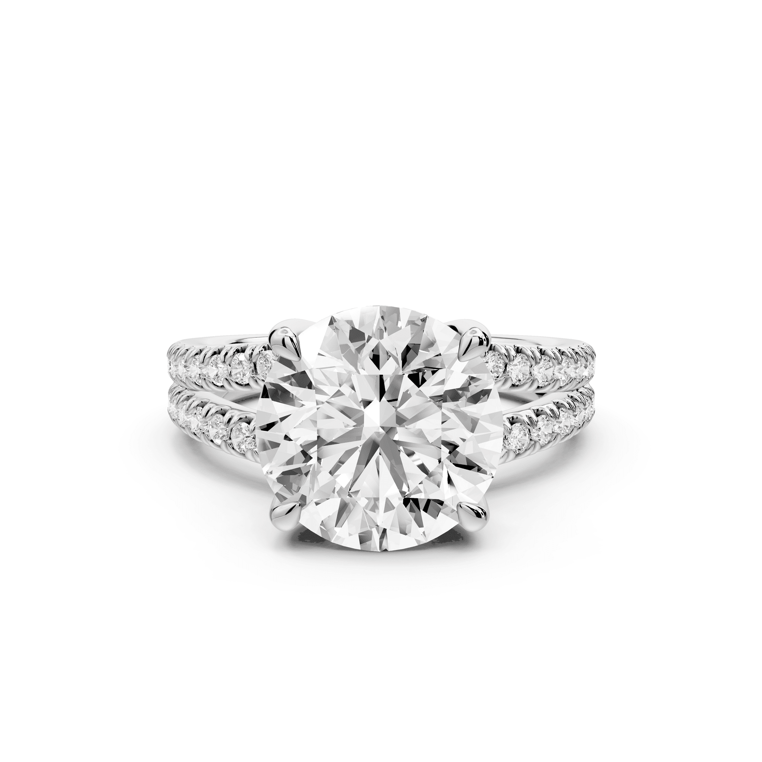 Liora - 3ct platinum round Hidden Halo Micro Pavé Split Shank Engagement Ring - Mr. Alex Jewelry