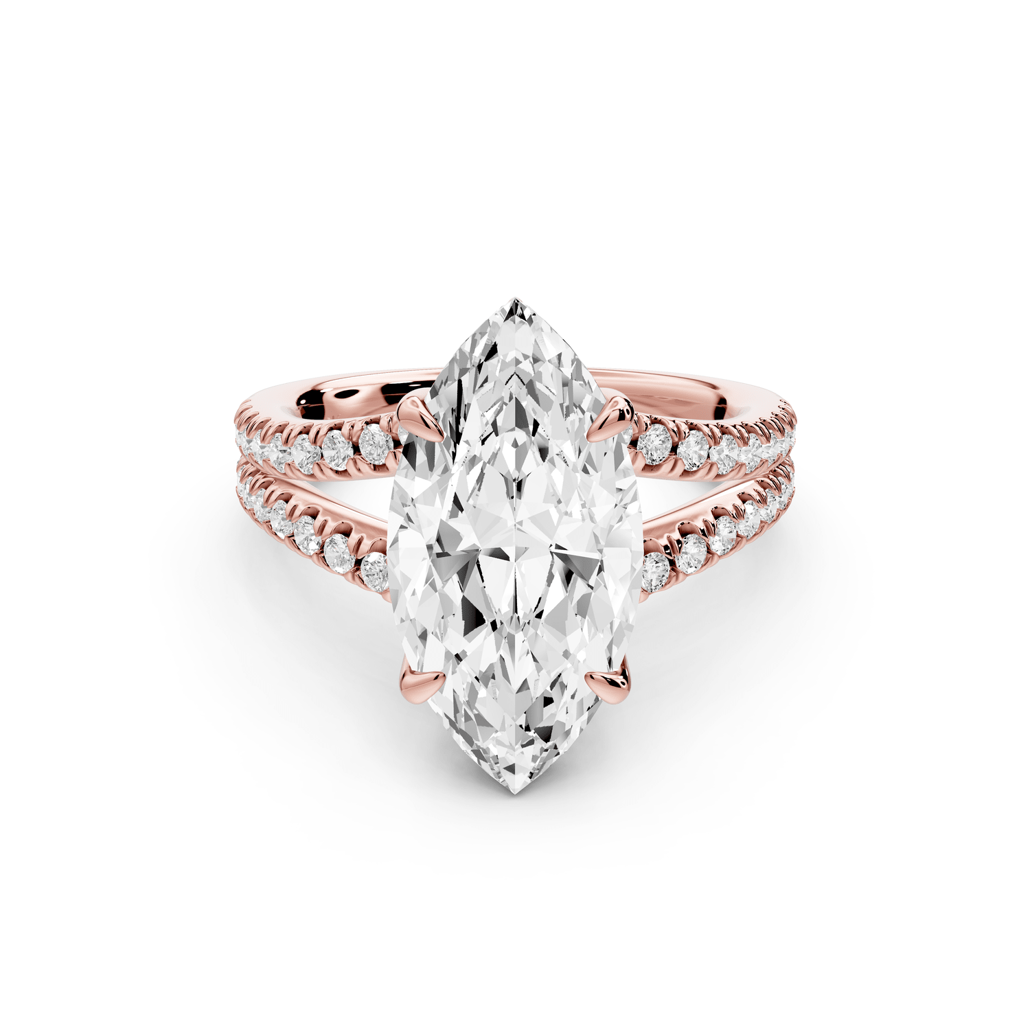 Liora - 4ct 14k rose gold marquise Hidden Halo Micro Pavé Split Shank Engagement Ring - Mr. Alex Jewelry