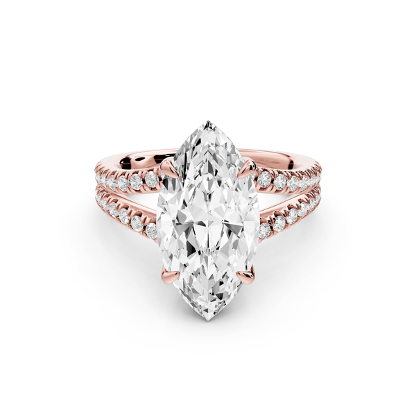 Liora - 4ct 14k rose gold marquise Hidden Halo Micro Pavé Split Shank Engagement Ring - Mr. Alex Jewelry