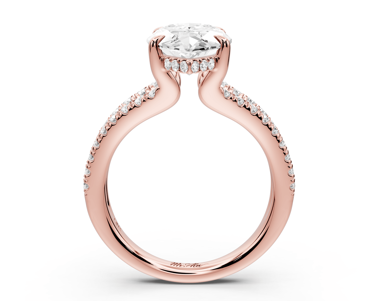 Liora - 4ct 14k rose gold marquise Hidden Halo Micro Pavé Split Shank Engagement Ring - Mr. Alex Jewelry