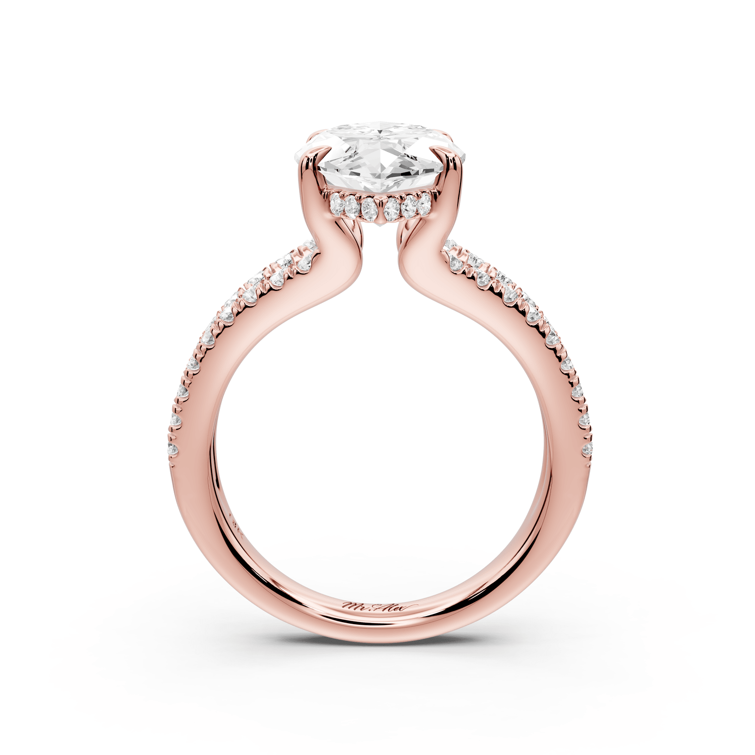 Liora - 4ct 14k rose gold marquise Hidden Halo Micro Pavé Split Shank Engagement Ring - Mr. Alex Jewelry