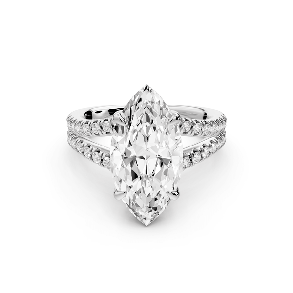 Liora - 4ct 14k white gold marquise Hidden Halo Micro Pavé Split Shank Engagement Ring - Mr. Alex Jewelry