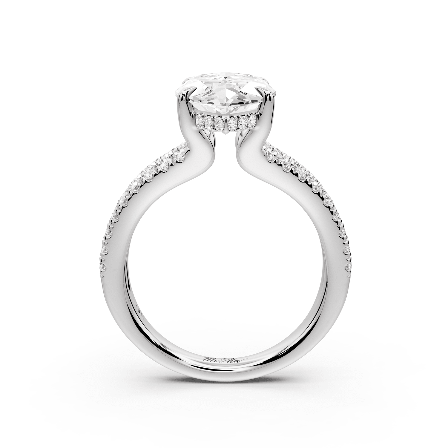 Liora - 4ct 14k white gold marquise Hidden Halo Micro Pavé Split Shank Engagement Ring - Mr. Alex Jewelry