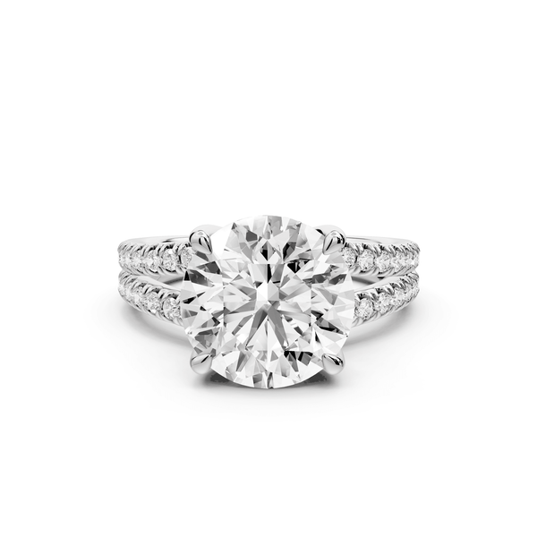 Liora - 4ct 14k white gold round Hidden Halo Micro Pavé Split Shank Engagement Ring - Mr. Alex Jewelry