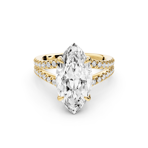 Liora - 4ct 14k yellow gold marquise Hidden Halo Micro Pavé Split Shank Engagement Ring - Mr. Alex Jewelry