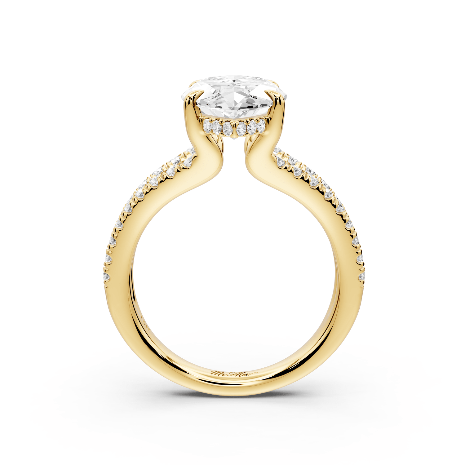 Liora - 4ct 14k yellow gold marquise Hidden Halo Micro Pavé Split Shank Engagement Ring - Mr. Alex Jewelry