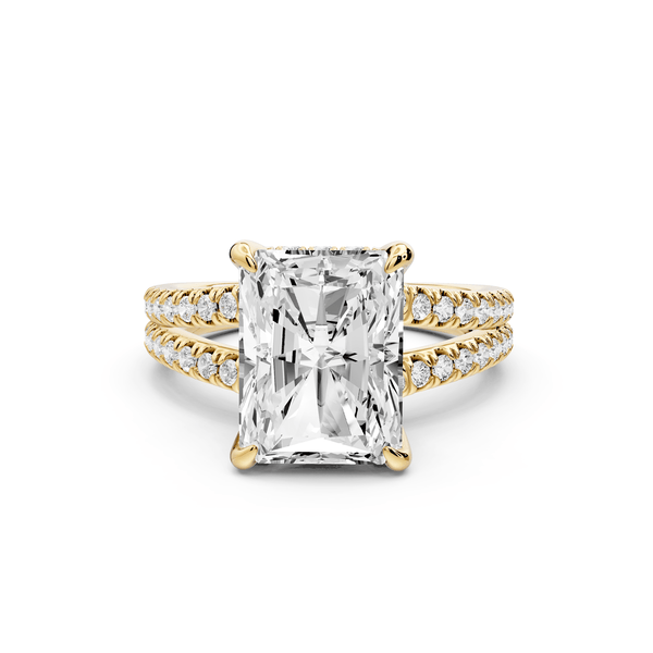Liora - 4ct 14k yellow gold radiant Hidden Halo Micro Pavé Split Shank Engagement Ring - Mr. Alex Jewelry