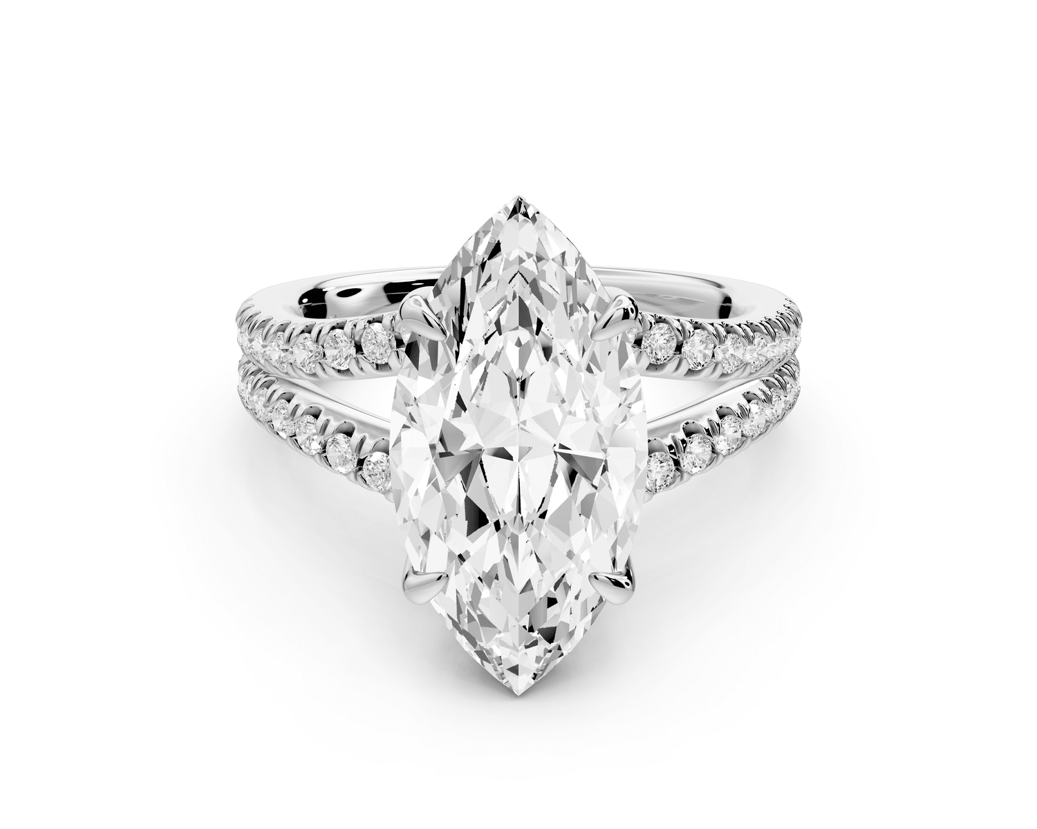 Liora - 4ct 18k white gold marquise Hidden Halo Micro Pavé Split Shank Engagement Ring - Mr. Alex Jewelry
