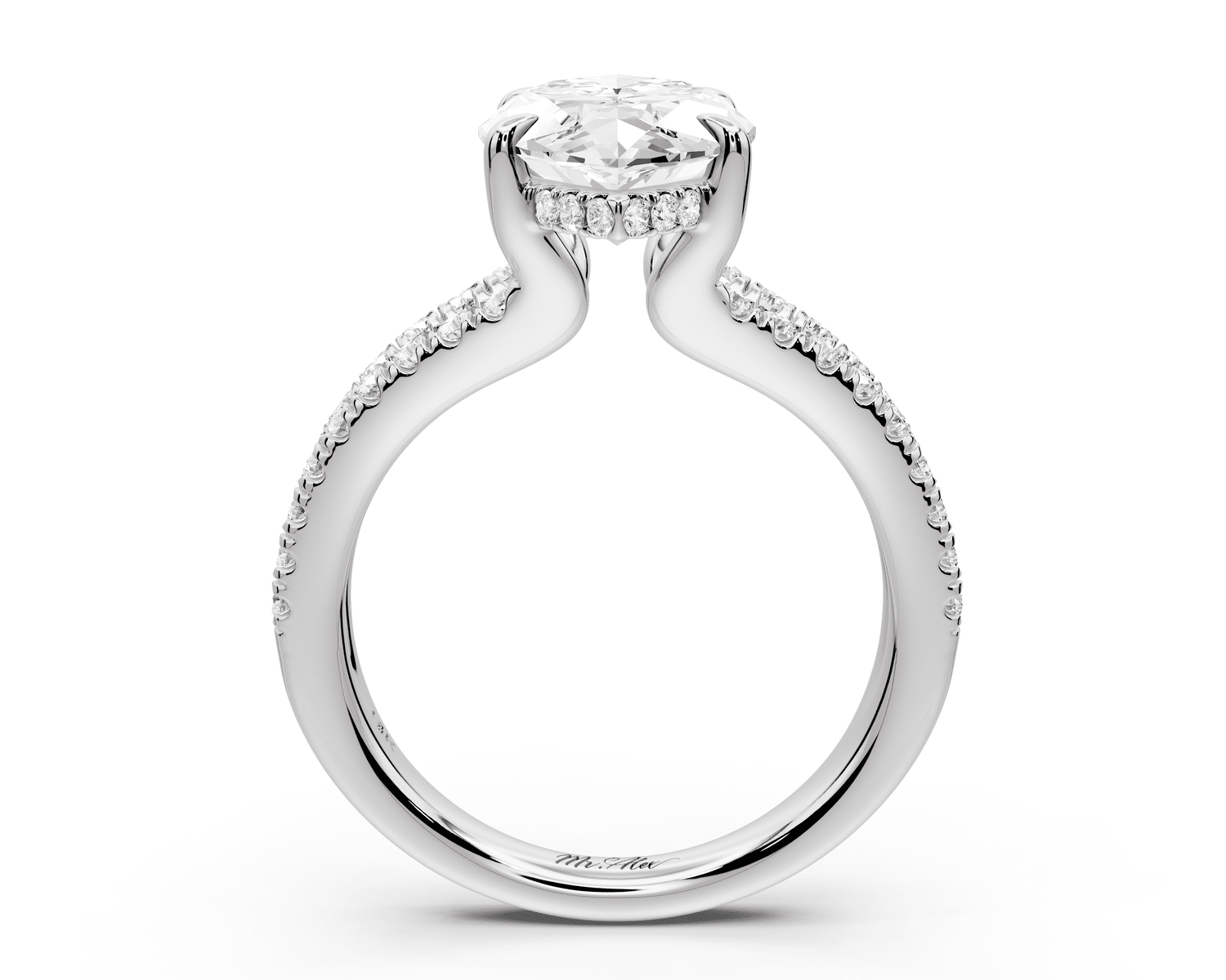 Liora - 4ct 18k white gold marquise Hidden Halo Micro Pavé Split Shank Engagement Ring - Mr. Alex Jewelry