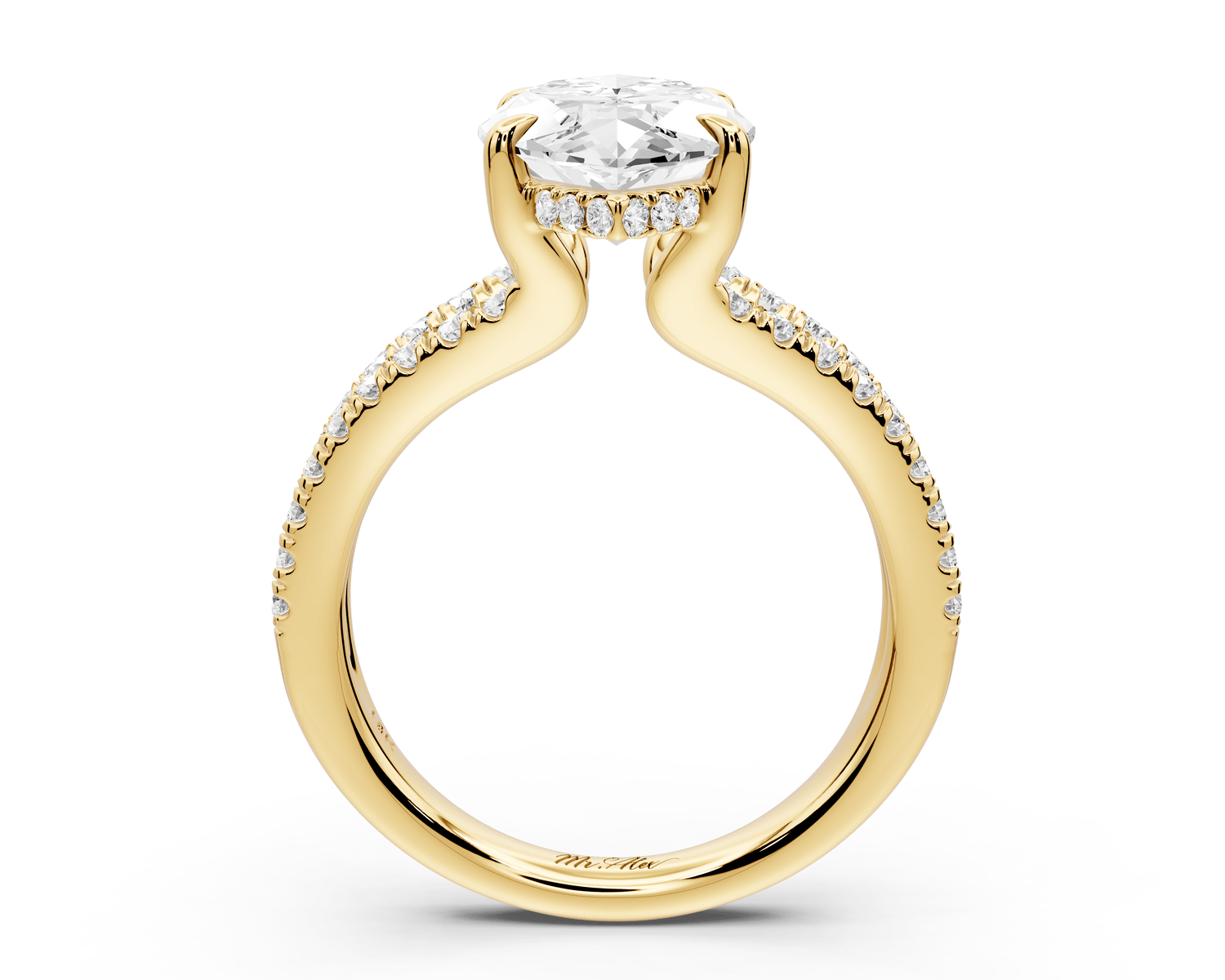 Liora - 4ct 18k yellow gold marquise Hidden Halo Micro Pavé Split Shank Engagement Ring - Mr. Alex Jewelry