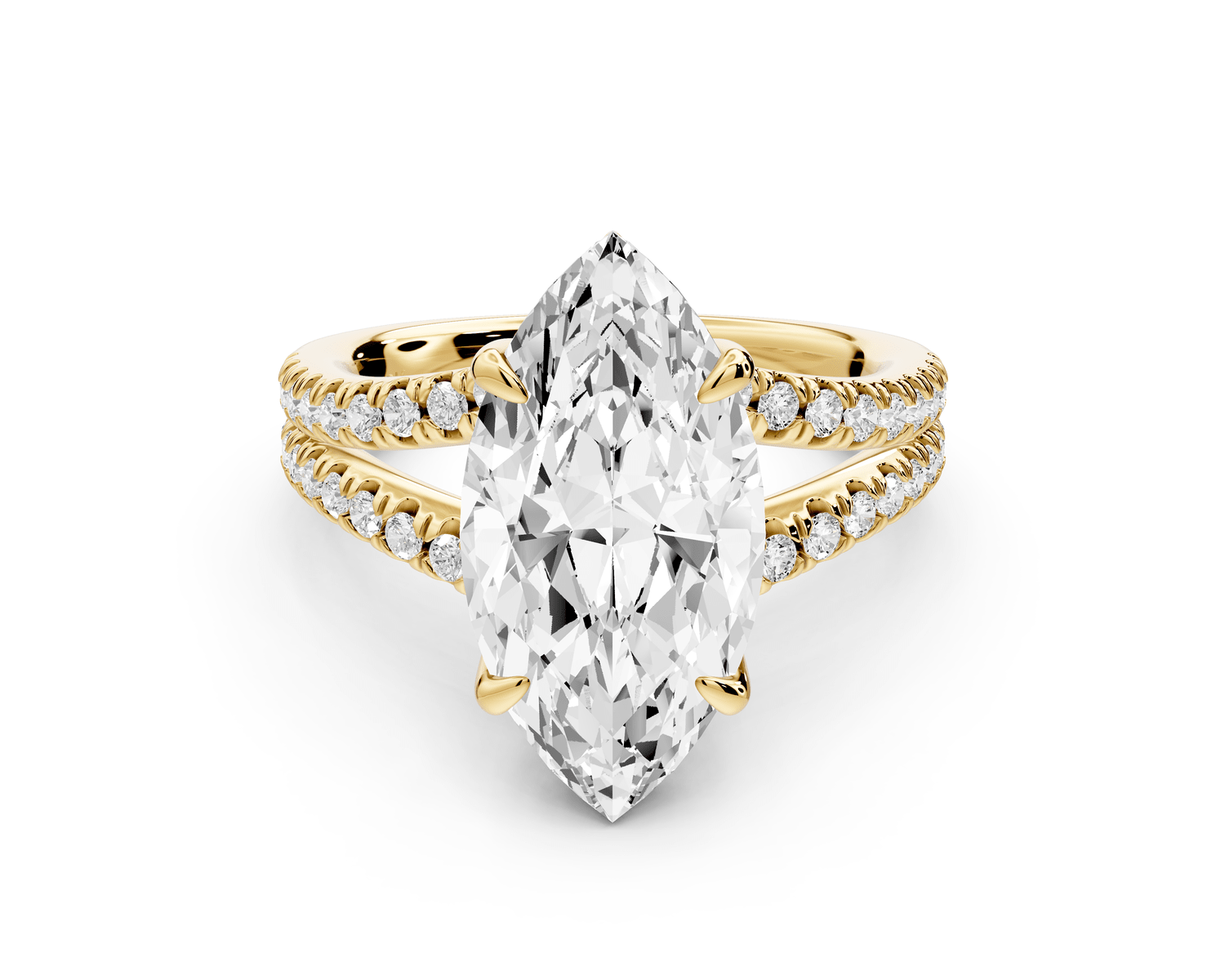 Liora - 4ct 18k yellow gold marquise Hidden Halo Micro Pavé Split Shank Engagement Ring - Mr. Alex Jewelry