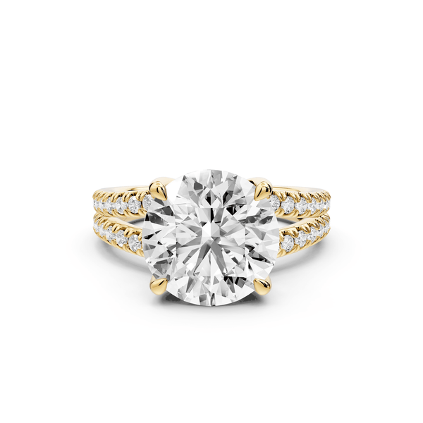 Liora - 4ct 18k yellow gold round Hidden Halo Micro Pavé Split Shank Engagement Ring - Mr. Alex Jewelry