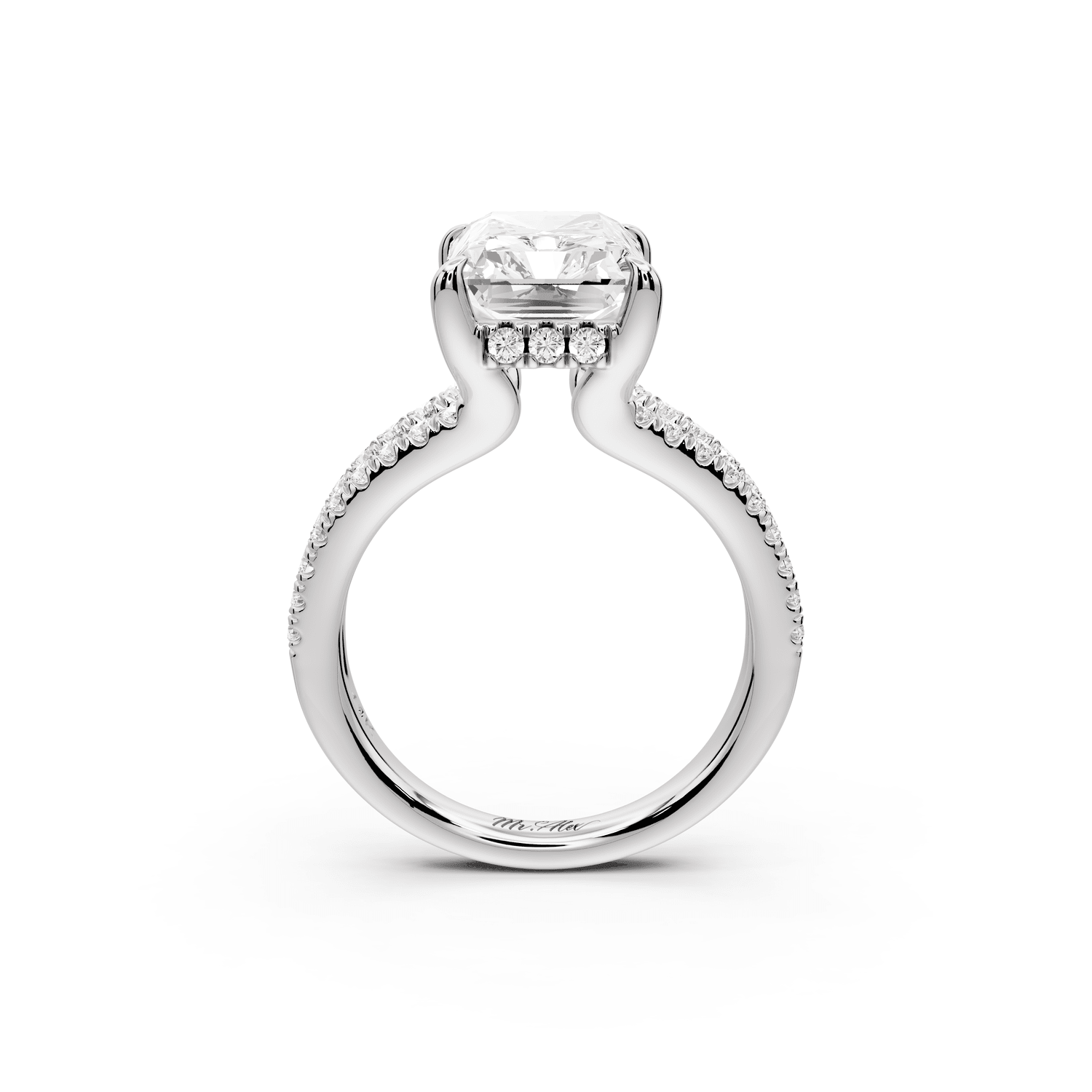 Liora - 4ct platinum radiant Hidden Halo Micro Pavé Split Shank Engagement Ring - Mr. Alex Jewelry