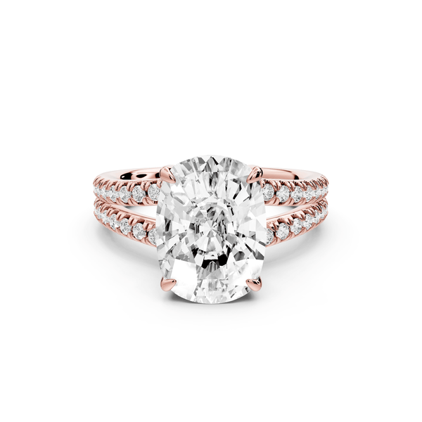 Liora - 5ct 14k rose gold ecushion Hidden Halo Micro Pavé Split Shank Engagement Ring - Mr. Alex Jewelry