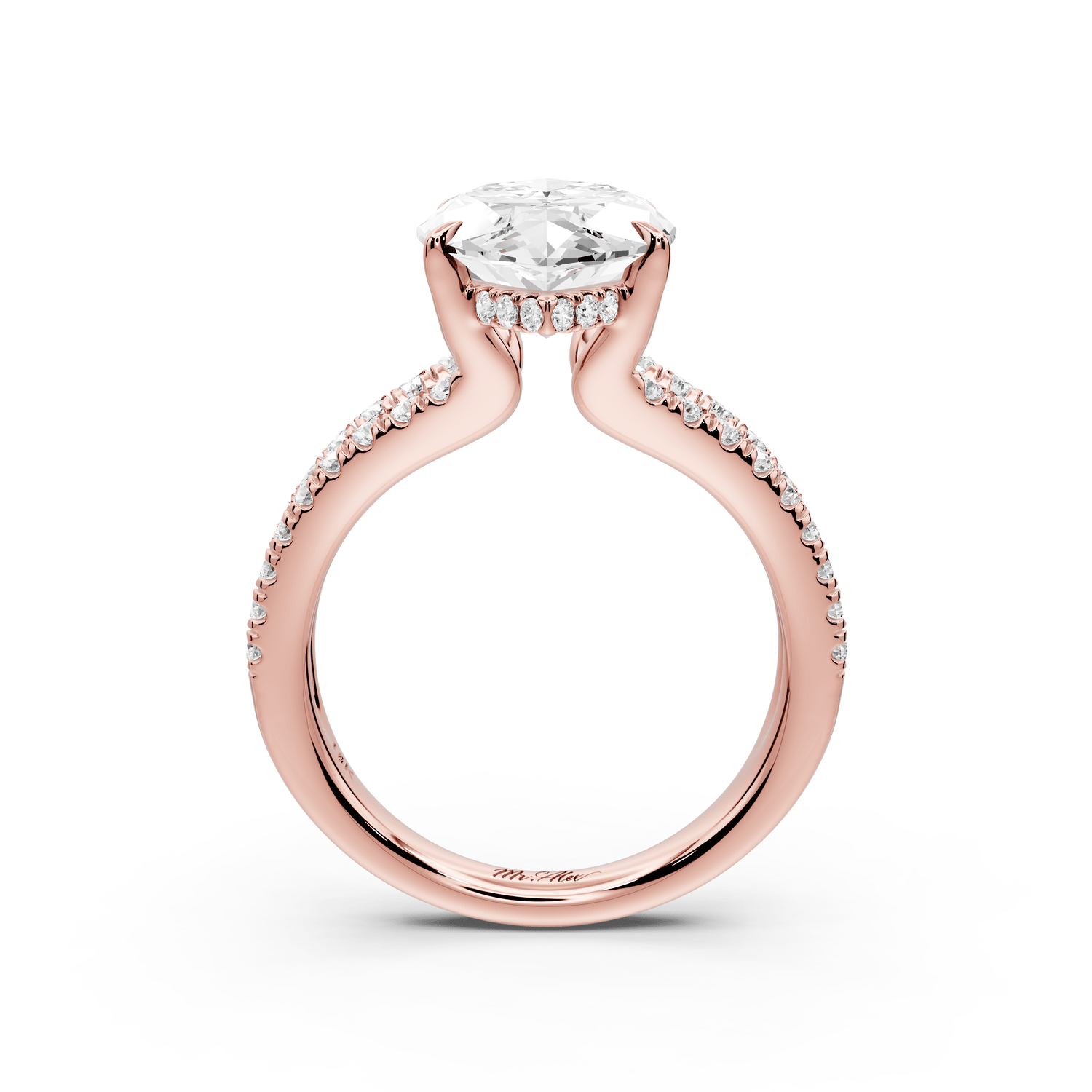 Liora - 5ct 14k rose gold marquise Hidden Halo Micro Pavé Split Shank Engagement Ring - Mr. Alex Jewelry
