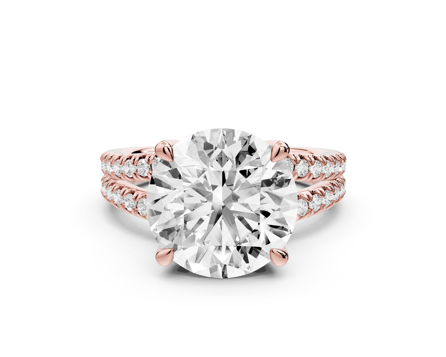 Liora - 5ct 14k rose gold round Hidden Halo Micro Pavé Split Shank Engagement Ring - Mr. Alex Jewelry