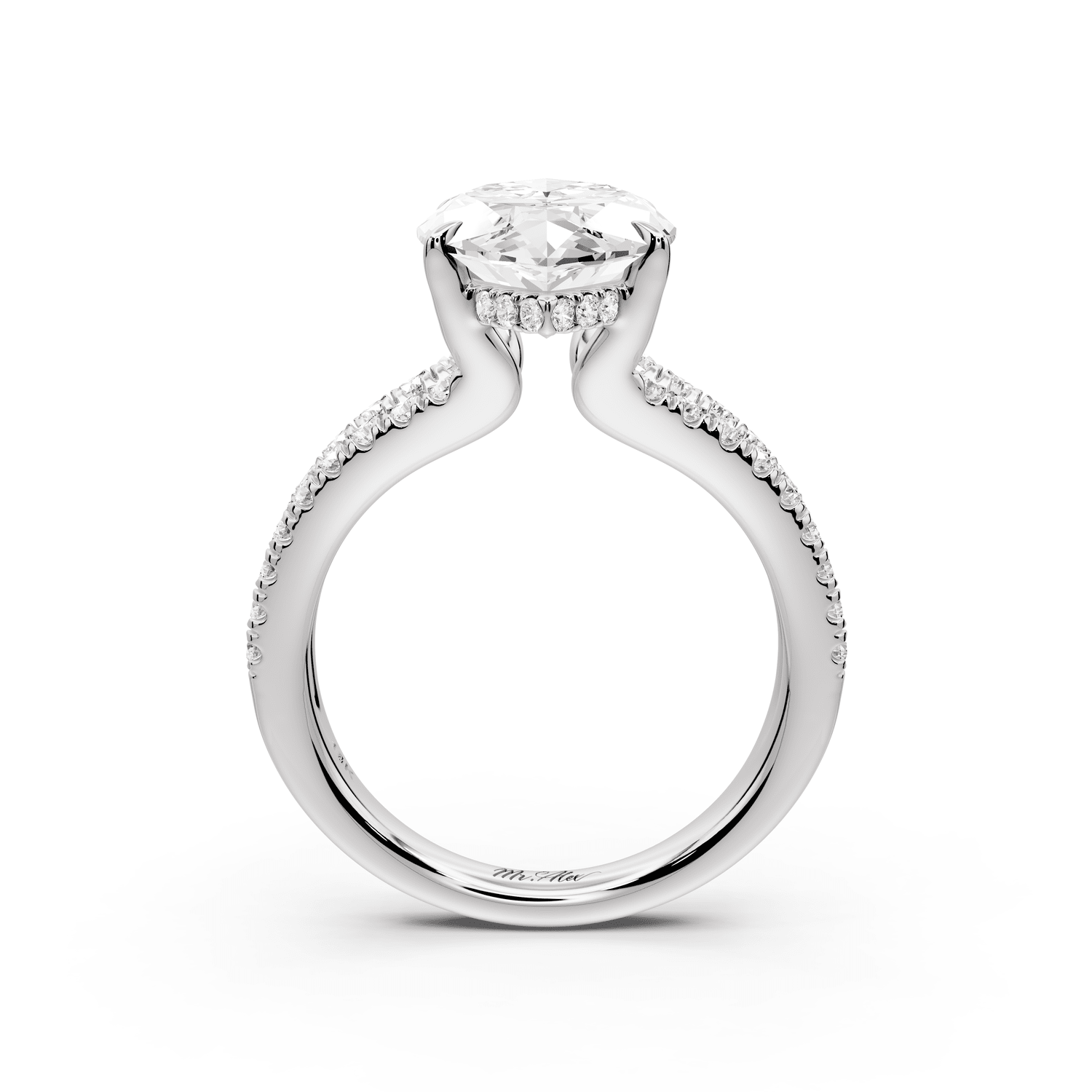 Liora - 5ct 14k white gold marquise Hidden Halo Micro Pavé Split Shank Engagement Ring - Mr. Alex Jewelry