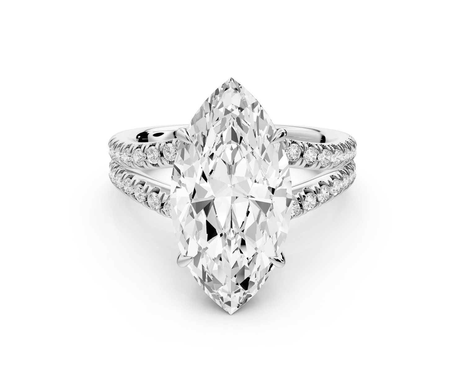 Liora - 5ct 14k white gold marquise Hidden Halo Micro Pavé Split Shank Engagement Ring - Mr. Alex Jewelry