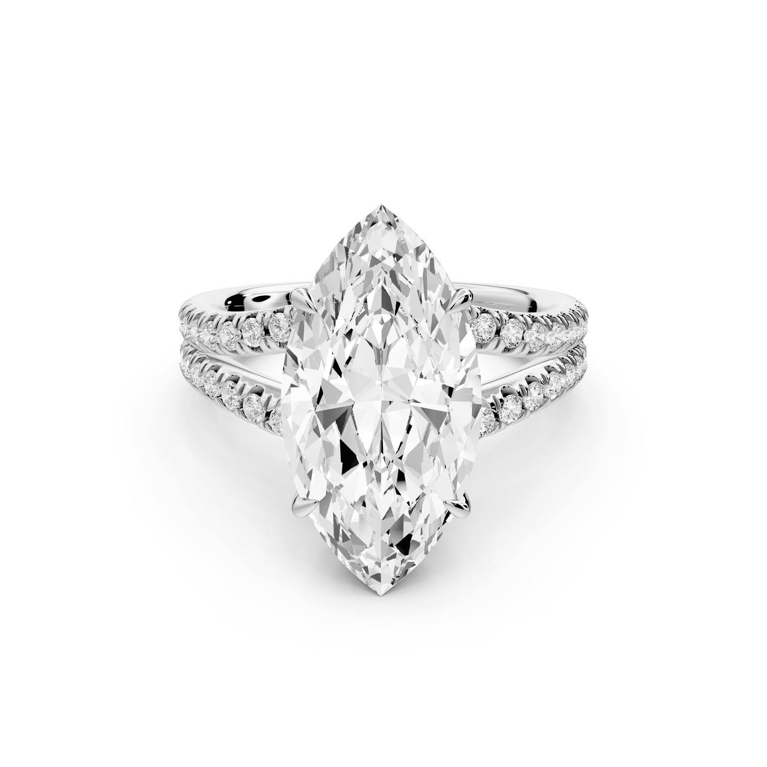 Liora - 5ct 14k white gold marquise Hidden Halo Micro Pavé Split Shank Engagement Ring - Mr. Alex Jewelry