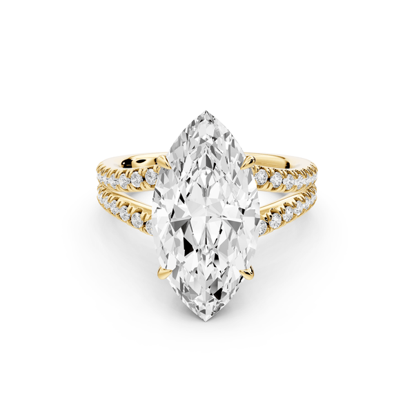 Liora - 5ct 14k yellow gold marquise Hidden Halo Micro Pavé Split Shank Engagement Ring - Mr. Alex Jewelry