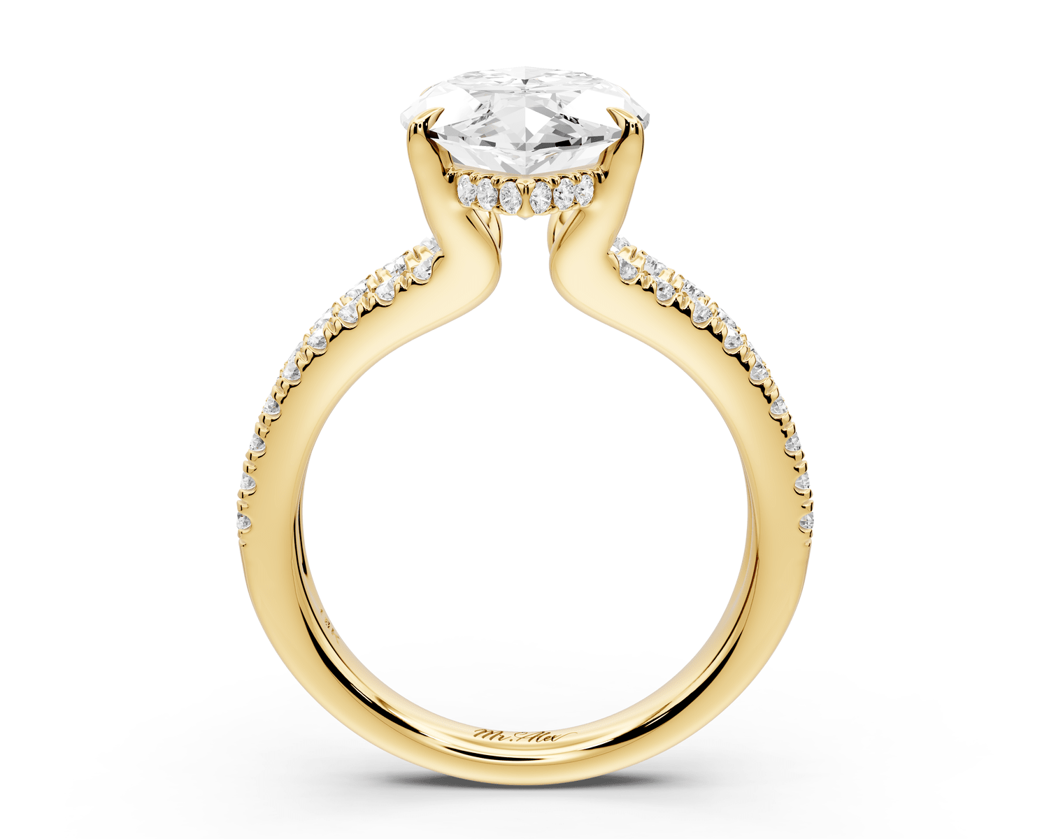 Liora - 5ct 14k yellow gold marquise Hidden Halo Micro Pavé Split Shank Engagement Ring - Mr. Alex Jewelry