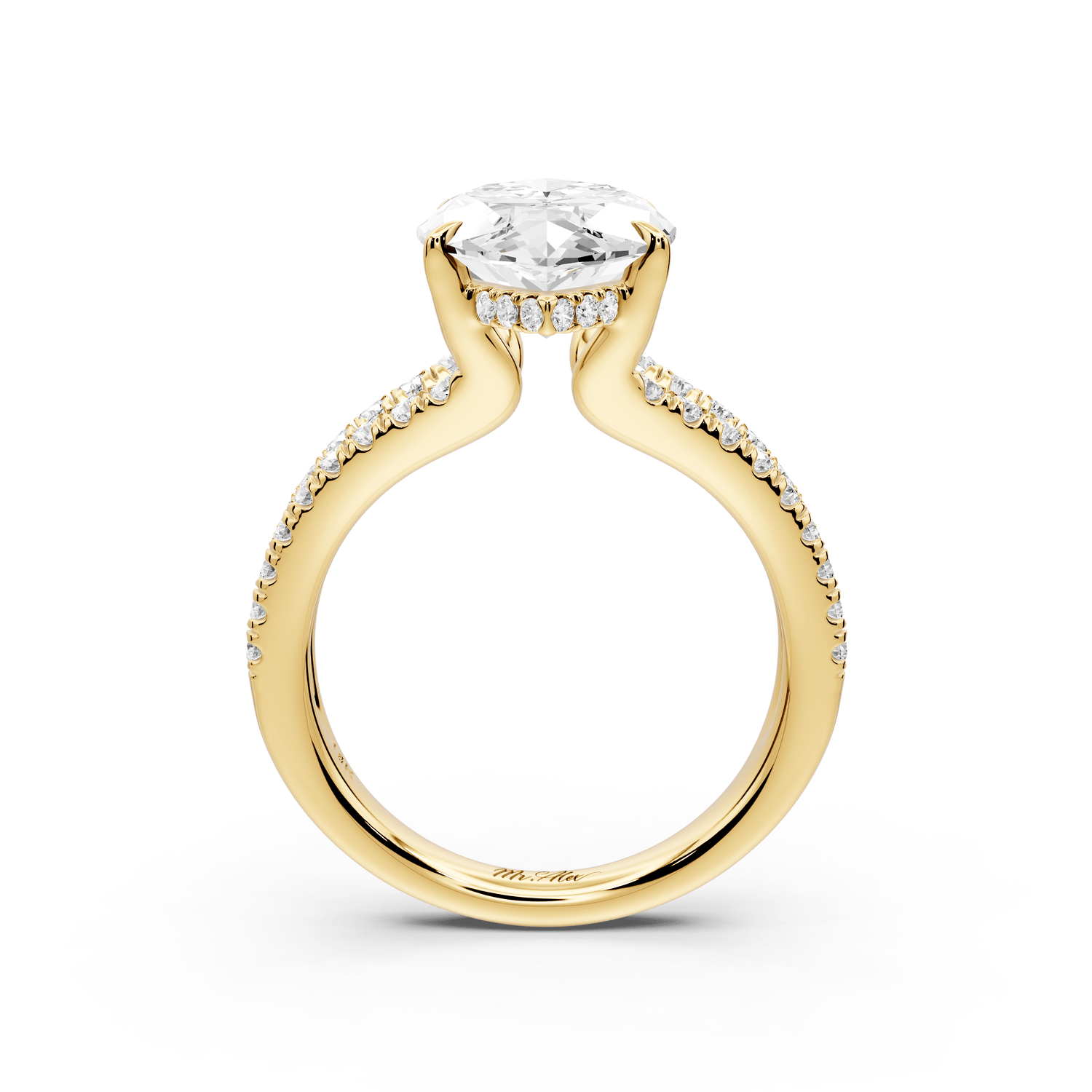 Liora - 5ct 14k yellow gold marquise Hidden Halo Micro Pavé Split Shank Engagement Ring - Mr. Alex Jewelry