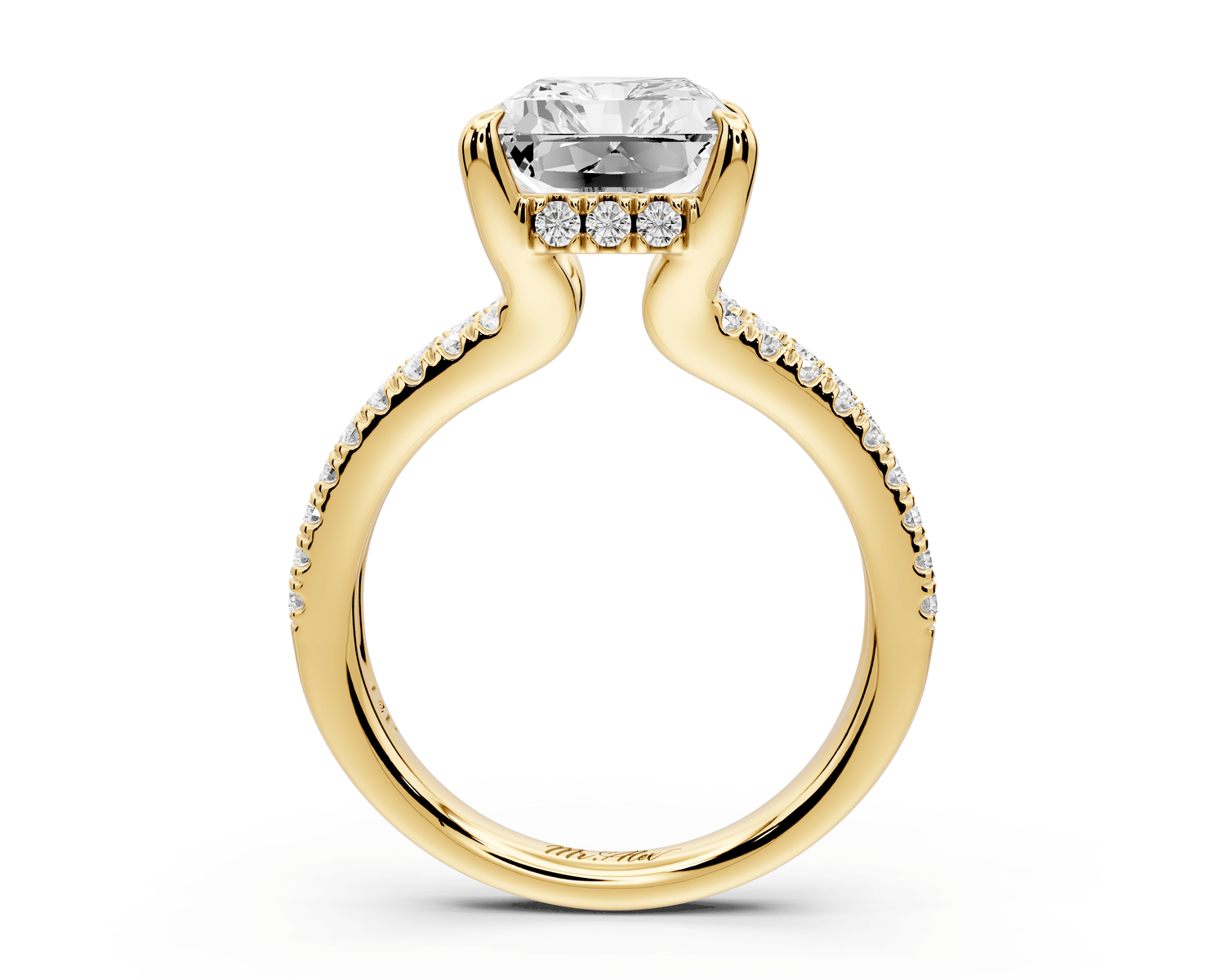 Liora - 5ct 14k yellow gold radiant Hidden Halo Micro Pavé Split Shank Engagement Ring - Mr. Alex Jewelry
