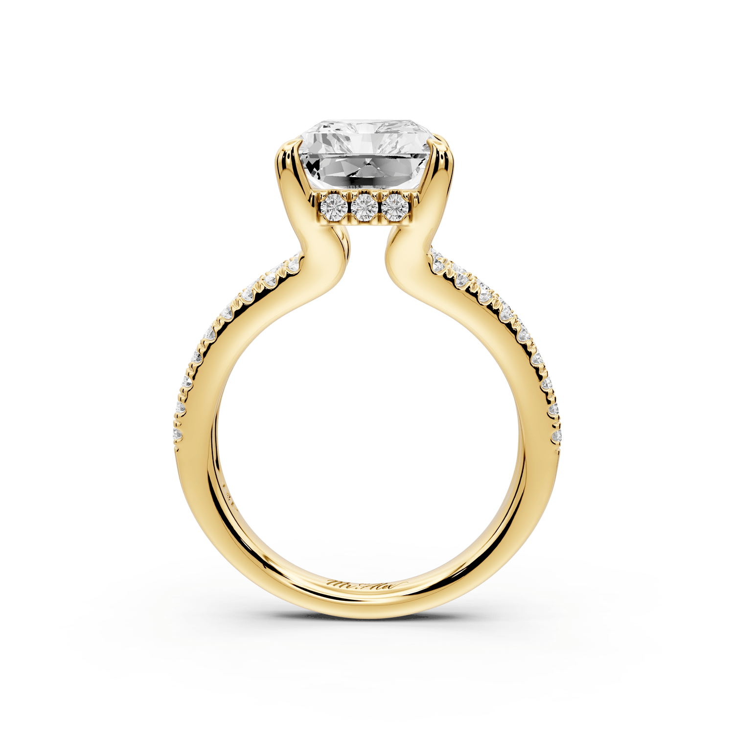 Liora - 5ct 14k yellow gold radiant Hidden Halo Micro Pavé Split Shank Engagement Ring - Mr. Alex Jewelry