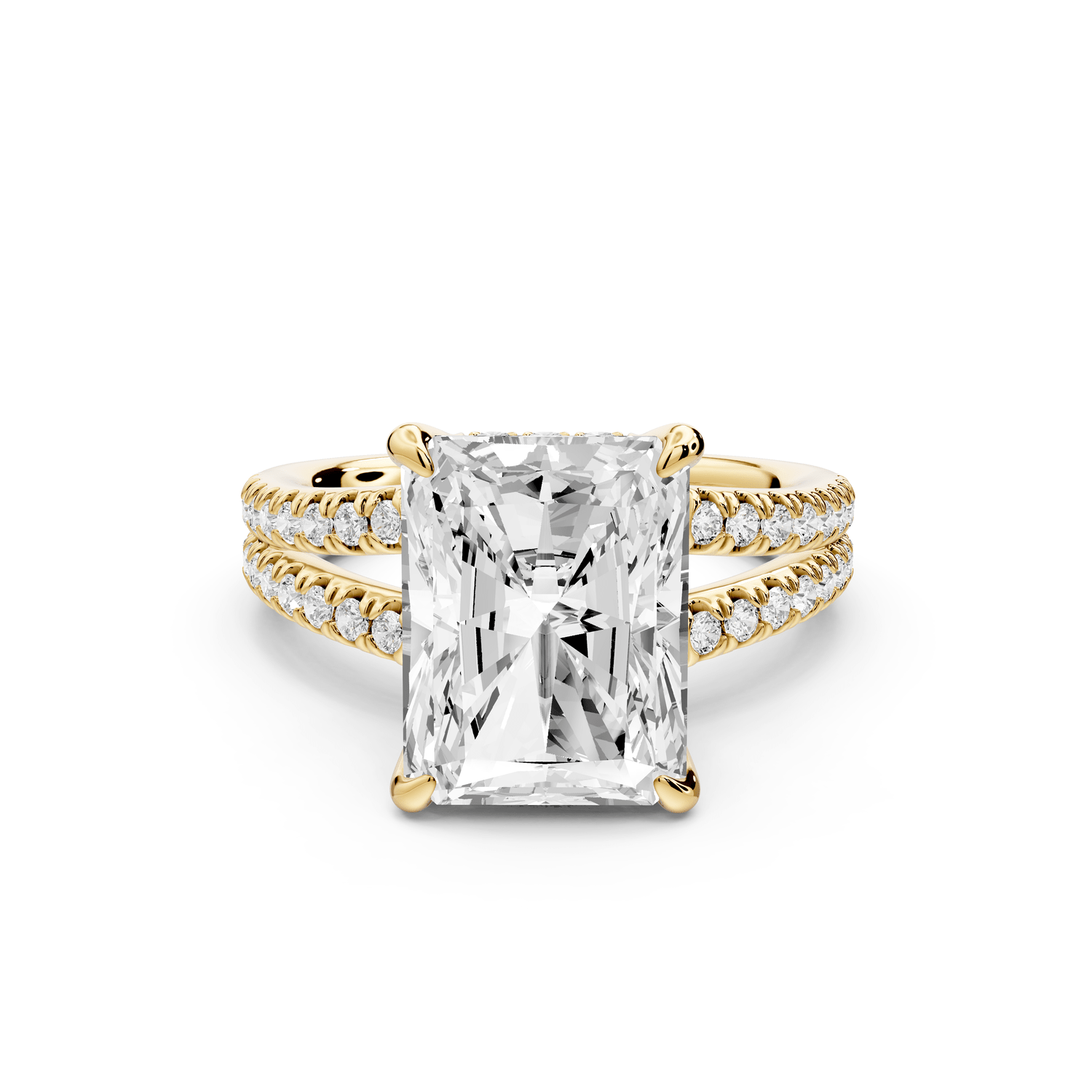 Liora - 5ct 14k yellow gold radiant Hidden Halo Micro Pavé Split Shank Engagement Ring - Mr. Alex Jewelry