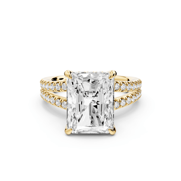 Liora - 5ct 14k yellow gold radiant Hidden Halo Micro Pavé Split Shank Engagement Ring - Mr. Alex Jewelry